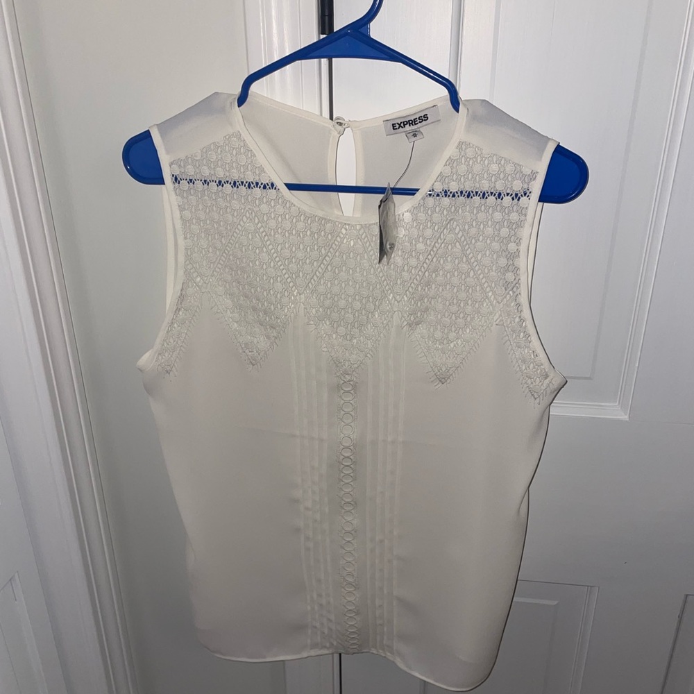 Express Women's White Sleeveless Top